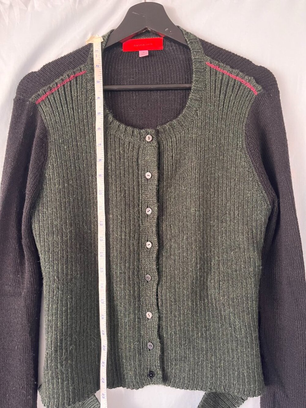 Eckhaus Latta Cardigan Black / Green Statement Knit Sweater - Picture 8 of 9